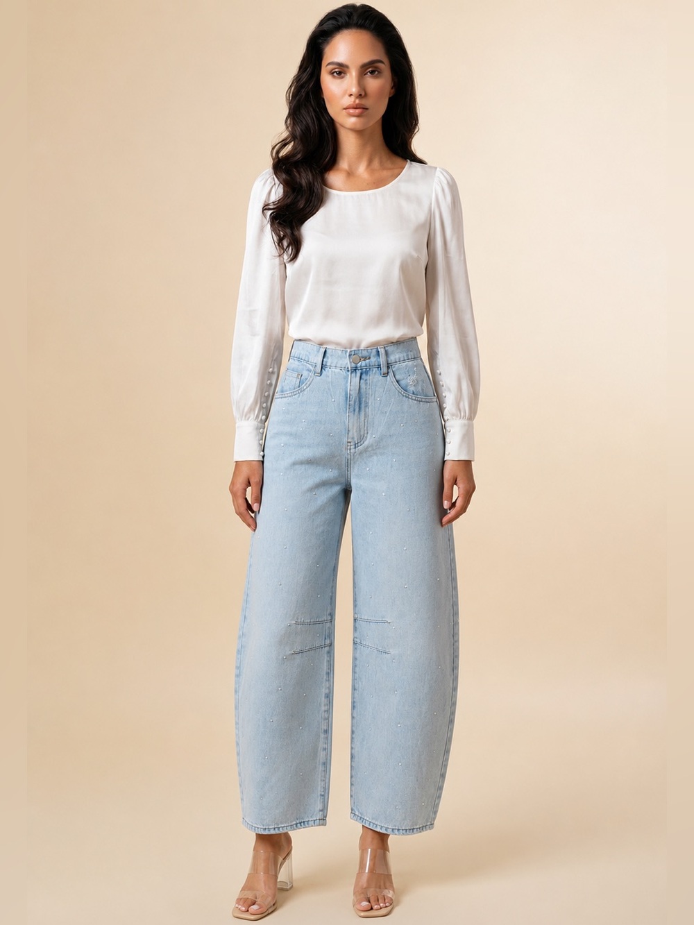 Express Ivory Long Sleeve Blouse | Button Cuff Detail | NWT | Size S